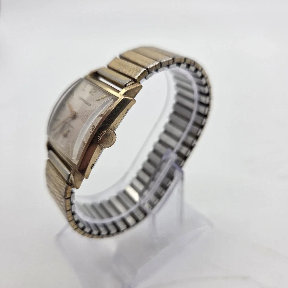 WITTNAUER 10K RGP Square Bezel WATCH Domed Glass 17 Jewels Winding Mechanical